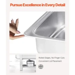 Rektangulär Varmhållningsdisk 8 Qt, Bufféset 6-Pack, Fullstor Panna i Rostfritt Stål