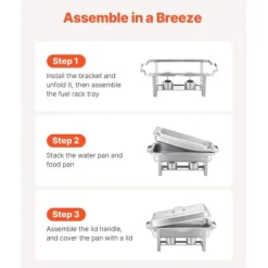 Rektangulär Varmhållningsdisk 8 Qt, Bufféset 6-Pack, Fullstor Panna i Rostfritt Stål