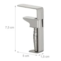 Relaxdays Bordsklämmor, set med 5, justerbara för tjocka bord, rostfritt stål, upp till 4 cm, silver.