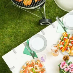 Relaxdays Dukklämmor, set med 16, justerbara klipp för tjocka bord, rostfritt stål, upp till 4 cm, silverfärgade