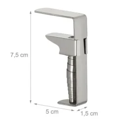 Relaxdays Dukklämmor, set med 16, justerbara klipp för tjocka bord, rostfritt stål, upp till 4 cm, silverfärgade