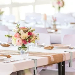 Relaxdays Dukklämmor, set med 16, justerbara klipp för tjocka bord, rostfritt stål, upp till 4 cm, silverfärgade