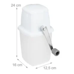 Relaxdays Ismaskin, manuell apparat, vev, tillbehör för bar, cocktails, kalla drycker, vit - grå