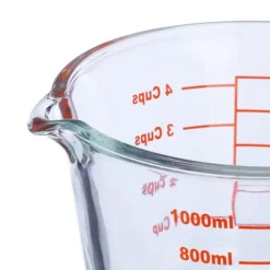 Relaxdays mätglas, 1 liter, värmebeständig, mikrovågssäker, graderad ml, oz, amerikanska koppar, transparent