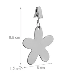 Relaxdays 8-pack tyngder för bordsdukar, pom poms för inomhus- och utomhusbruk, rostfritt stål, blommor, silverfärgade