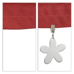 Relaxdays 8-pack tyngder för bordsdukar, pom poms för inomhus- och utomhusbruk, rostfritt stål, blommor, silverfärgade