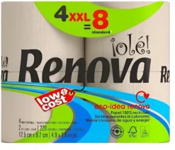 Renova Ole Toalettpapper! Ekologisk 25,7m 2-lager 220 ark 4 rullar