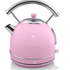 Retro vattenkokare, 1,8 L, BPA-fritt rostfritt stål, dolt motstånd, sladdlös SWAN SK14630PNEU 3000W Rosa 61802