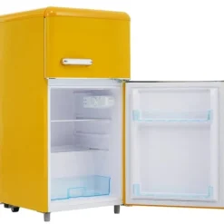 Retro-Kylskåp, Dubbeldörr, 72L kyl, 21L frys, 120 kWh/år, LED-ljus, Flera färger, Energieklass E