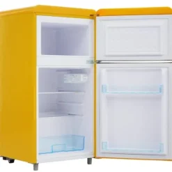 Retro-Kylskåp, Dubbeldörr, 72L kyl, 21L frys, 120 kWh/år, LED-ljus, Flera färger, Energieklass E