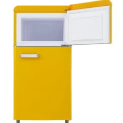 Retro-Kylskåp, Dubbeldörr, 72L kyl, 21L frys, 120 kWh/år, LED-ljus, Flera färger, Energieklass E