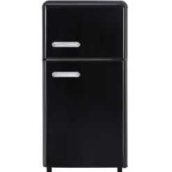 Retro-Kylskåp, Dubbeldörr, 72L kyl, 21L frys, 120 kWh/år, LED-ljus, Flera färger, Energieklass E