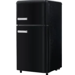 Retro-Kylskåp, Dubbeldörr, 72L kyl, 21L frys, 120 kWh/år, LED-ljus, Flera färger, Energieklass E