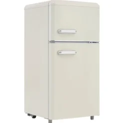 Retro-Kylskåp, Dubbeldörr, 72L kyl, 21L frys, 120 kWh/år, LED-ljus, Flera färger, Energieklass E