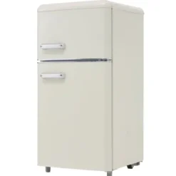 Retro-Kylskåp, Dubbeldörr, 72L kyl, 21L frys, 120 kWh/år, LED-ljus, Flera färger, Energieklass E