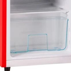 Retro-Kylskåp, Gefrierkombination, 88.8 cm, 60L kyl, 22L frys, 102 kWh/år, LED-ljus, Premiumröd, Energieklass E