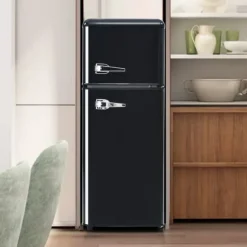 Retro-Kylskåp, Kombinerad kyl och frys, 105.5 cm, 92L, 28L frys, Energieklass D