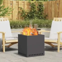 Rökfri utomhusfoajé - vidaXL - 48x48x50 cm - Svart - Stål - Max temperatur 600 ℃ - Dubbelväggad luftflöde