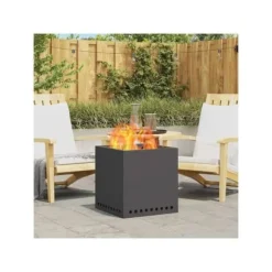 Rökfri utomhusfoajé - vidaXL - 48x48x50 cm - Svart - Stål - Max temperatur 600 ℃ - Dubbelväggad luftflöde