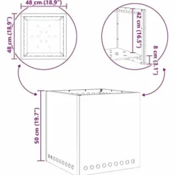 Rökfri utomhusfoajé - vidaXL - 48x48x50 cm - Svart - Stål - Max temperatur 600 ℃ - Dubbelväggad luftflöde