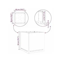 Rökfri utomhusfoajé - vidaXL - 48x48x50 cm - Svart - Stål - Max temperatur 600 ℃ - Dubbelväggad luftflöde