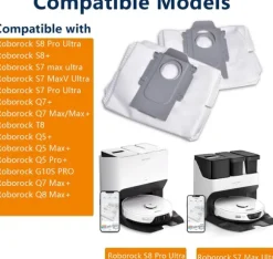 Roborock Dammsugarpåsar för Roborock S8, S8+, S8 Pro Ultra, S7 MaxV Ultra, S7 Pro Ultra, Q7+, Q7 Max+14-pack