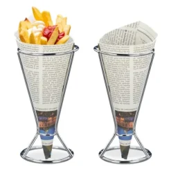 Robust pommes friteshållare, set med 2, rostfritt stål