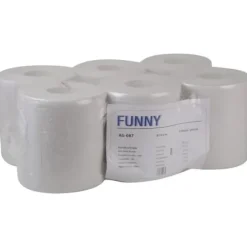 Rolig Set med 6 rullar handdukar 1 tjocklek Återvunnet papper Avrullning inåt Vit 20 cm -