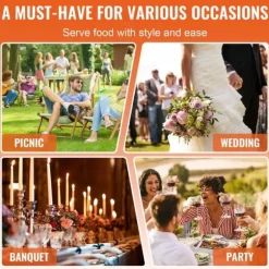 Roll Top Chafing Dish Buffet Set, 6 Qt 2-pack, rostfritt stål med 2 kastruller, rund cateringvärmare med lock och bränslehållare.