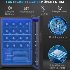 Rootz 20 flaskan litet vinkylskåp - mini dryck kylare - tyst kylning - 53l kapacitet - 43W x 45d x 64h cm