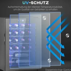 Rootz 20 flaskan litet vinkylskåp - mini dryck kylare - tyst kylning - 53l kapacitet - 43W x 45d x 64h cm