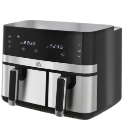 Rootz Hot Air Fryer - Fritös - Dual Basket Fryer - 2700W - 8 inställningar - Smart Finish - Hälsosammare måltider - 41,8 cm x 39,2 cm x 31,1 cm - Svar | CDON