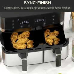 Rootz Hot Air Fryer - Fritös - Dual Basket Fryer - 2700W - 8 inställningar - Smart Finish - Hälsosammare måltider - 41,8 cm x 39,2 cm x 31,1 cm - Svar | CDON