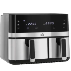 Rootz Hot Air Fryer - Fritös - Dual Basket Fryer - 2700W - 8 inställningar - Smart Finish - Hälsosammare måltider - 41,8 cm x 39,2 cm x 31,1 cm - Svar | CDON