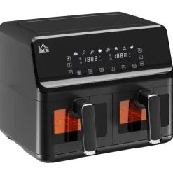 Rootz Hot Air Fryer - Oljefri dubbelkammare - Air Fryer - Hälsosammare matlagning - 38,5 cm x 38 cm x 30,5 cm - Svart