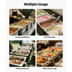 Rostfri ångpanna, Fullstorlek 145mm djup, 20,5L, Anti-Jam, återanvändbar för restaurang, hotell, hem, fest, 1-pack