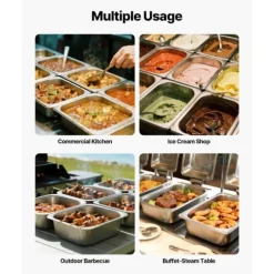 Rostfria ångpannor för hotell, 1/2 storlek x 148mm, 9L bord, anti-sylt, 2-pack