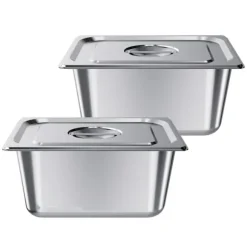 Rostfria ångpannor för hotell, 1/2 storlek x 148mm, 9L bord, anti-sylt, 2-pack