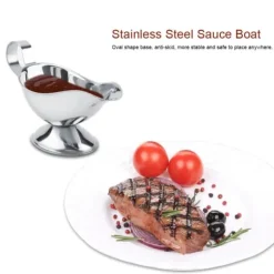 rostfritt stål biffpepparsåsbåt kryddbehållare för restaurangkök (10oz)