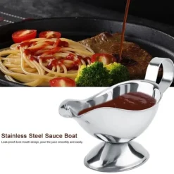 rostfritt stål biffpepparsåsbåt kryddbehållare för restaurangkök (10oz)