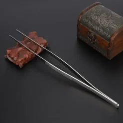 Rostfritt Stål Kökspincett Matklämma med Räfflad Spets Matlagningsverktyg för HemmabrukSilver