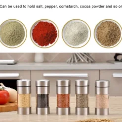 Rostfritt Stål Kryddburk Salt Peppar Krydd Kryddkruka Flasktank för Hemkök