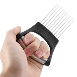 Rostfritt Stål Lökhållare Frukt Grönsaker Köttskärare Skivare Skalare Hackare med 10 Stift