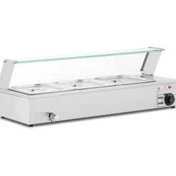 Royal Catering - Bain marie - 2,000 W - 3 GN 1/2 - Tappkran - Glasskydd