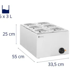 Royal Catering - Bain marie - 640 W - 6 x GN 1/6
