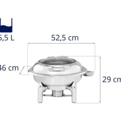 Royal Catering - Chafing dish - Rund med visningsfönster - 5,5 L - 1 bränslecell