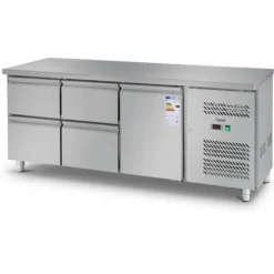 Royal Catering - Kylbänk - 403 l - 1 fack - 4 lådor - 179,5 x 71 cm - Klass B - Rostfritt Stål