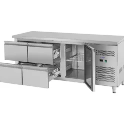 Royal Catering - Kylbänk - 403 l - 1 fack - 4 lådor - 179,5 x 71 cm - Klass B - Rostfritt Stål