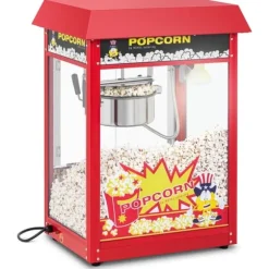 Royal Catering - Liten popcornmaskin - 1500 W effekt, rostfritt stål, härdat glas och non-stick-beläggning