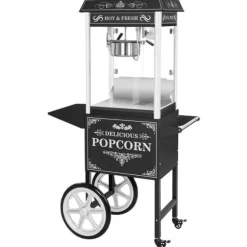 Royal Catering - Popcornmaskin med vagn - Retrodesign - Svart